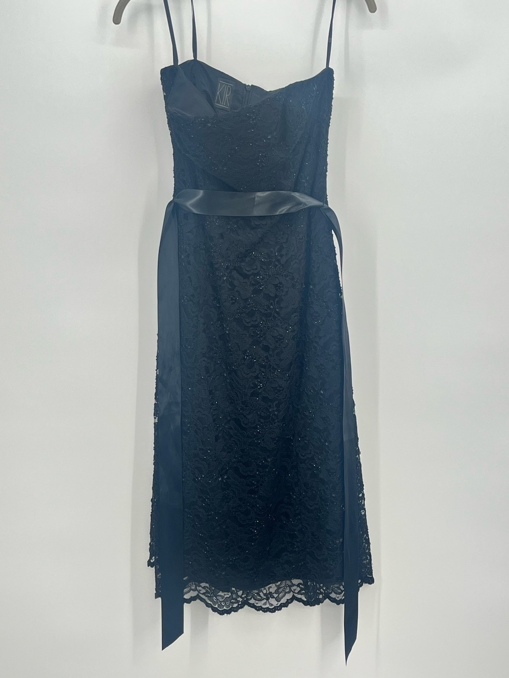 KIR vintage black strapless beaded and lace dress. Size 6. Gently worn.